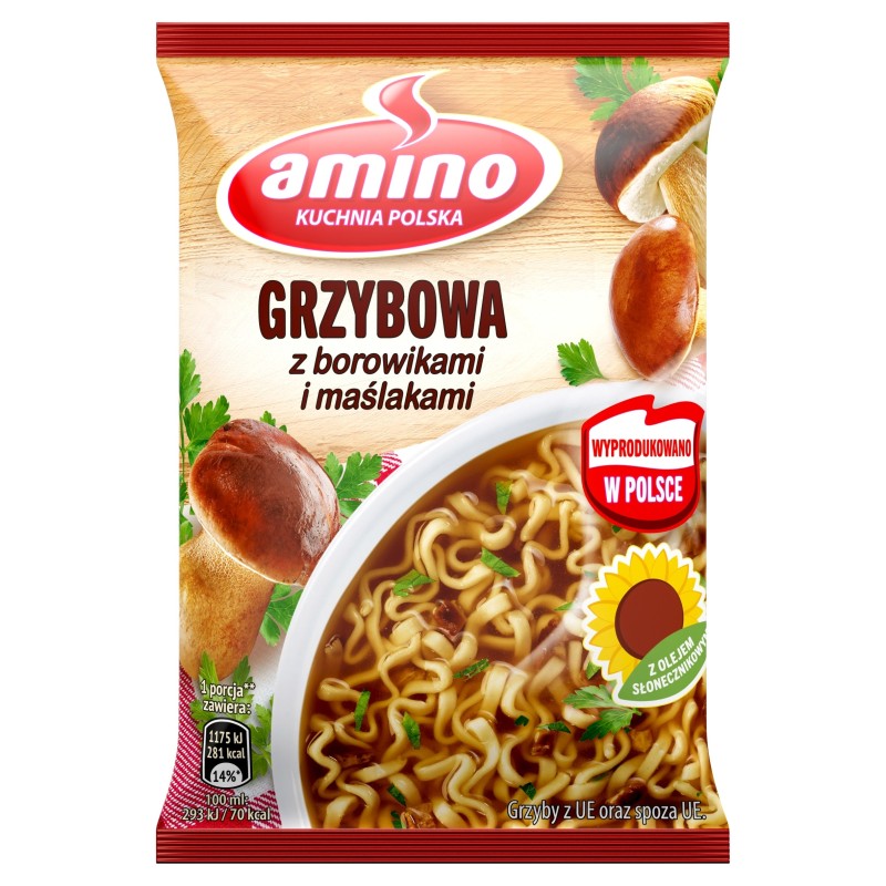 Amino ZUPA GRZYBOWA Z BOROWIKAMI I MAŚLAKAMI ZUPKA CHIŃSKA 57g KRÓTKA DATA